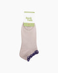 Bambus-Knöchelsocken mit Rüschen beige-violett, One Size 36-40