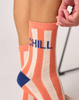 Damensocken gestreift CHILL orange/beige, One Size 36-40