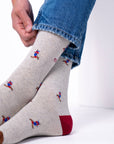 Socken Skifahrer grau/beige/weinrot, One Size 41-46