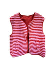 Teddy Weste mit Knöpfen gestreift rot-rosa, One Size