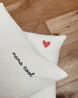 Musselin Kissenbezug mit Stick Herz weiss-rosa-rot, 40x40 cm
