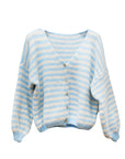 Strickjacke gestreift ecru/hellblau, One Size