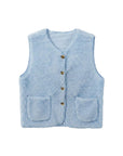 Teddy Weste mit Knöpfen hellblau, One Size