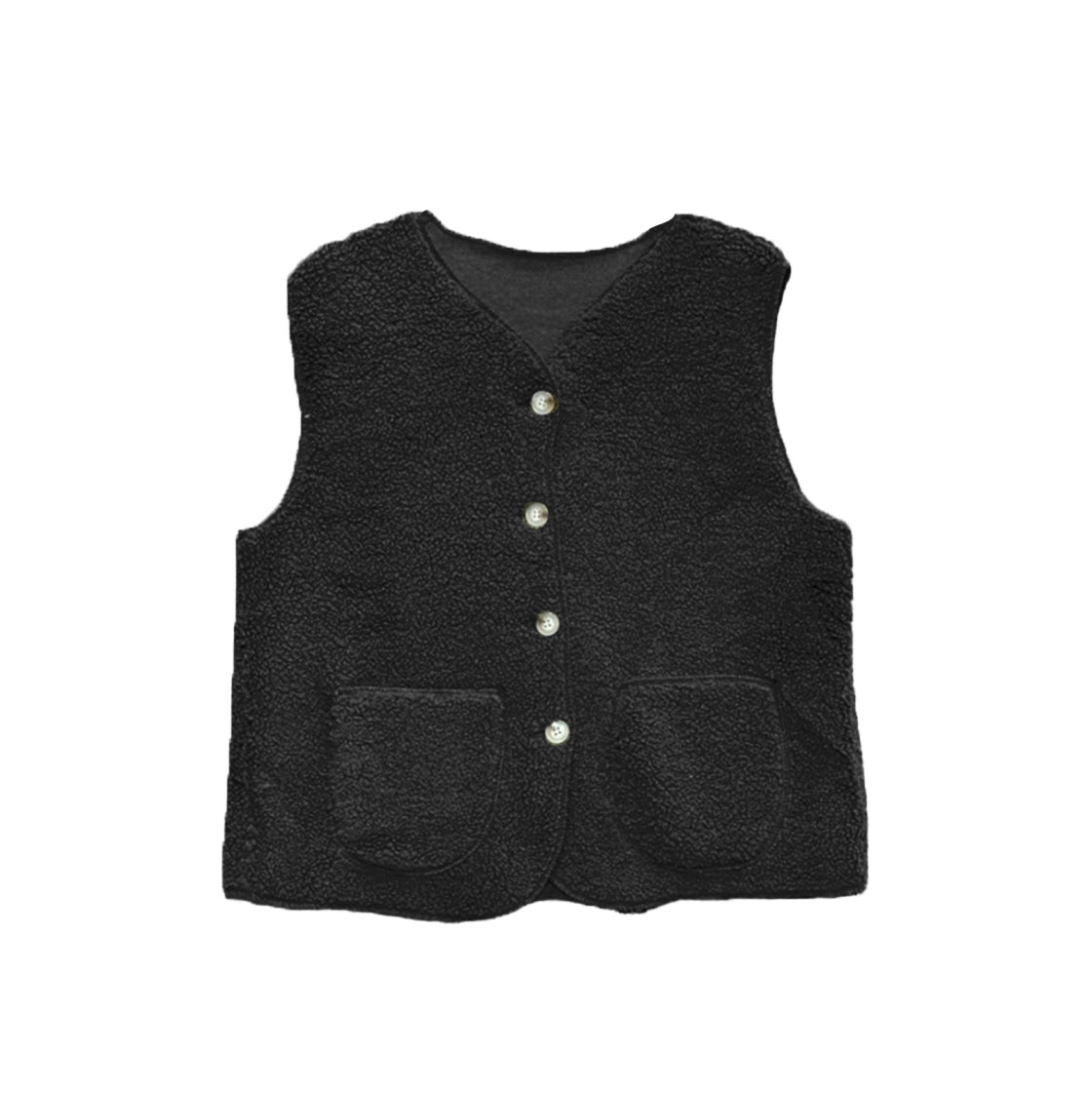 Teddy Weste mit Knöpfen schwarz, One Size