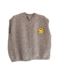 ärmellose Strickweste mit Smiley, braun