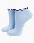 Bambus-Knöchelsocken mit Rüschen hellblau-blau, One Size 36-40