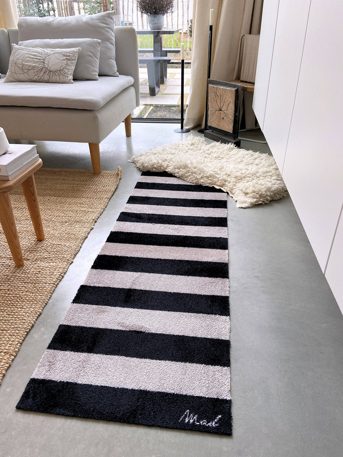 Bodenmatte Streifen creme-schwarz, 50x150 cm