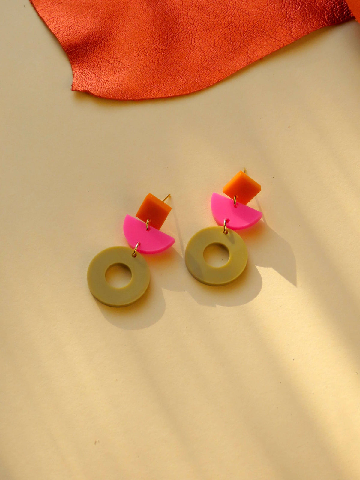 Ohrringe Statement, orange-pink-beige