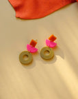 Ohrringe Statement, orange-pink-beige