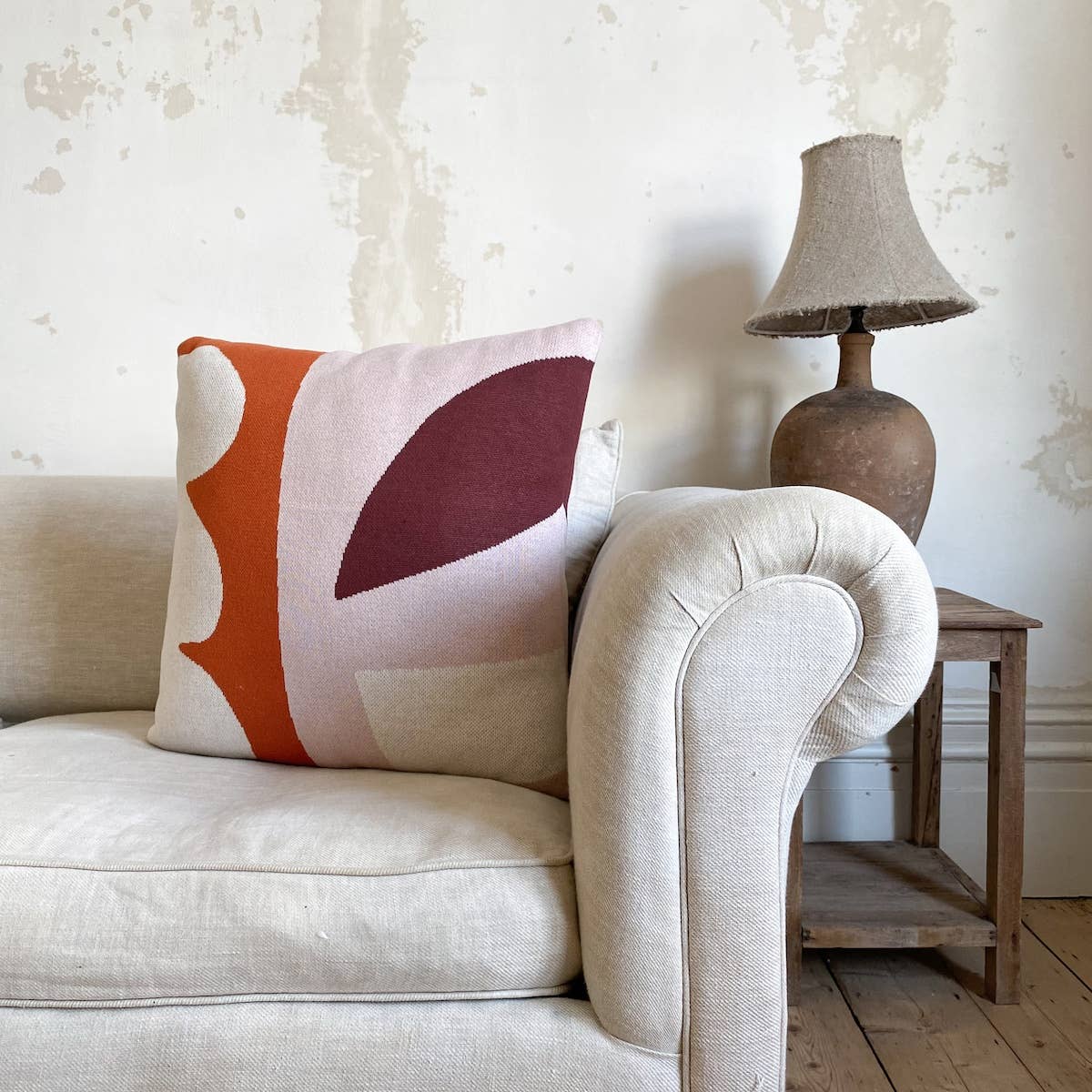 Kissenhülle Baumwollstrick rosa orange, 50x50 cm