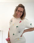 Strickshirt mit Sommermustern beige, One Size