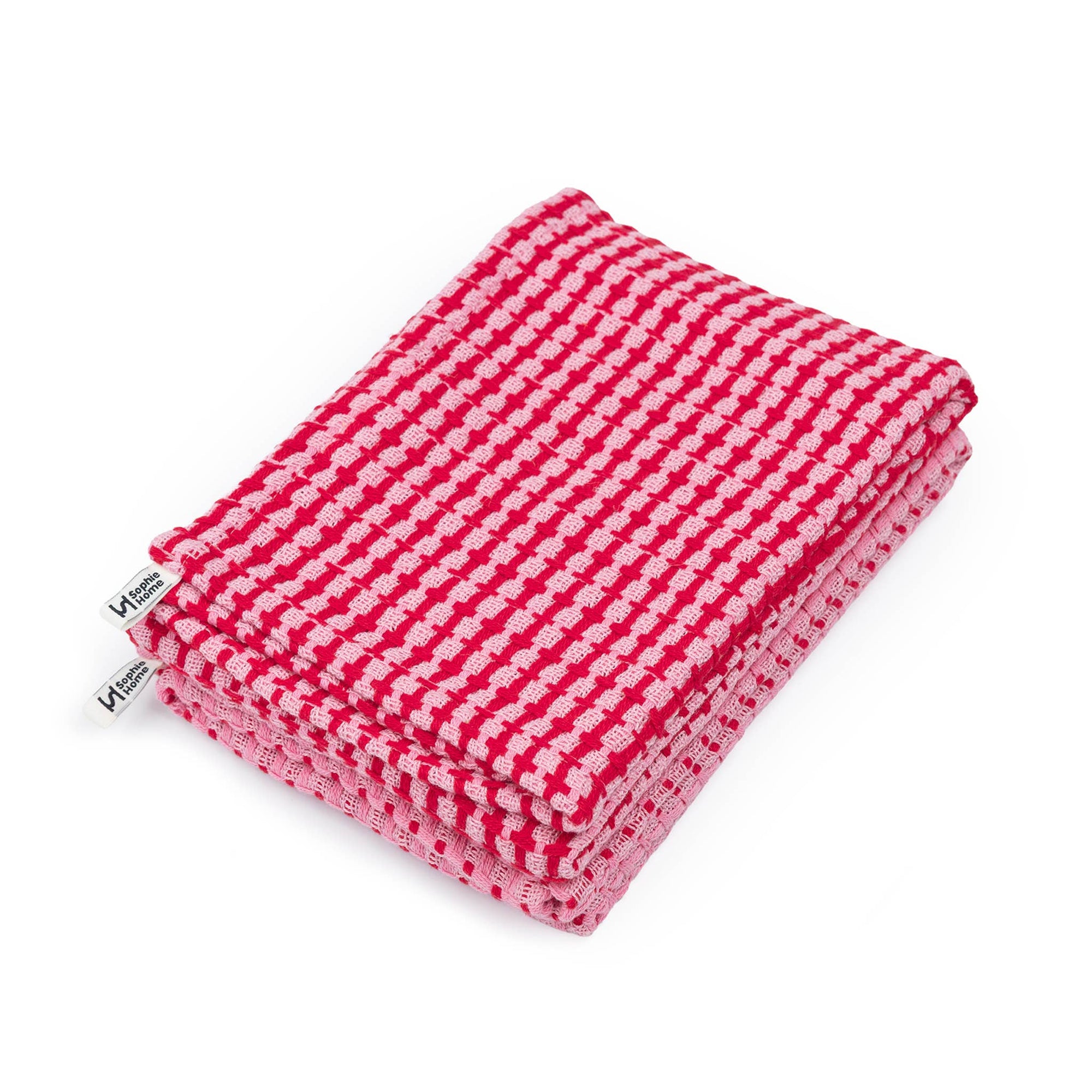 Geschirrtuch 2er-Set rot rosa, 50x70cm