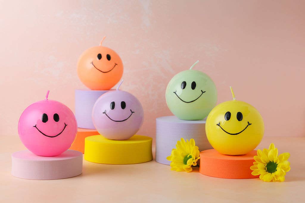 Smiley Kerze hotpink, Ø 7,5 cm