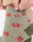 Jungensocken Krebs khaki-orange-hellblau