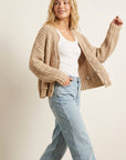 grob gestrickte Jacke mit Taschen, beige, One Size