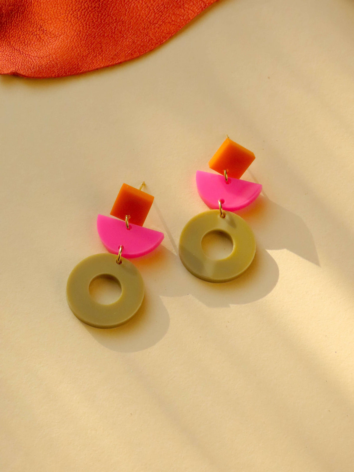 Ohrringe Statement, orange-pink-beige