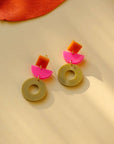 Ohrringe Statement, orange-pink-beige