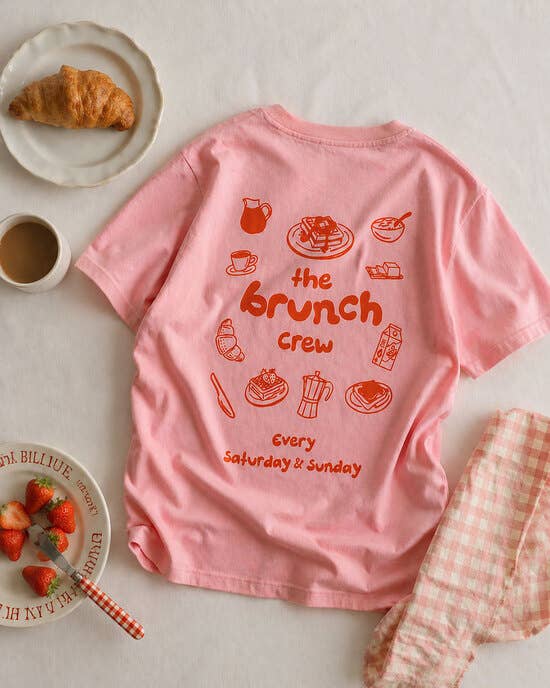 T-Shirt The Brunch Crew, bubble pink