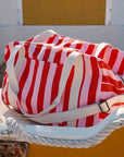 Weekend Bag Streifen rosa-rot, 22x42x28 cm
