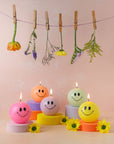 Smiley Kerze hotpink, Ø 7,5 cm
