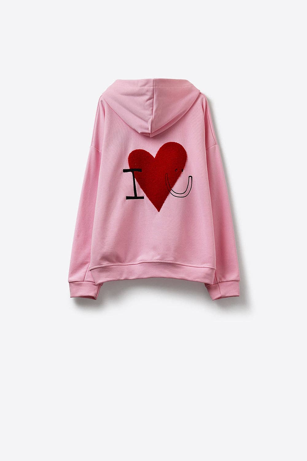 Hoodie mit Bouclé-Herz rosa, One Size