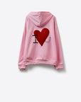 Hoodie mit Bouclé-Herz rosa, One Size