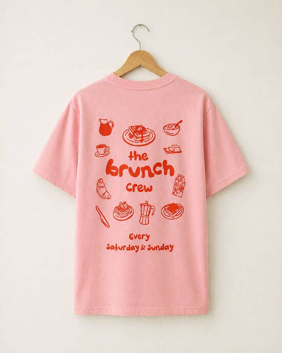 T-Shirt The Brunch Crew, bubble pink