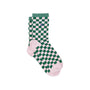 Damensocken kariert grün/rosa, One Size 36-40
