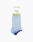 Bambus-Knöchelsocken mit Rüschen hellblau-blau, One Size 36-40