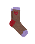 Damensocken Herzchen braun/rot/violett, One Size 36-40