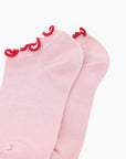 Bambus-Knöchelsocken mit Rüschen rosa-rot, One Size 36-40
