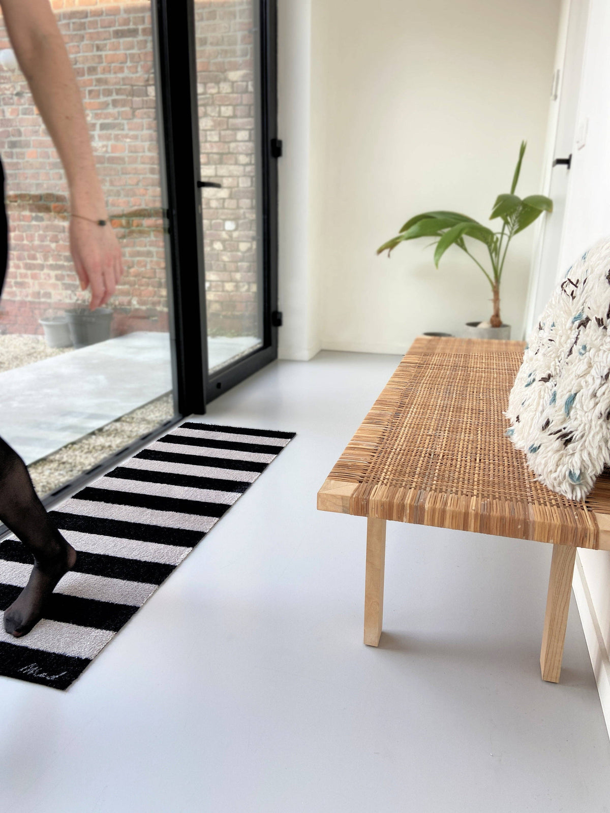 Bodenmatte Streifen creme-schwarz, 50x150 cm