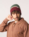 Wollmütze - khaki-bordeaux-beige, One Size