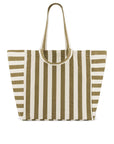 Tasche gestreift ecru-oliv, 50x34x62 cm