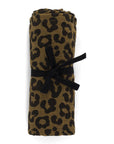 Musselinschal Leopardenmuster oliv-schwarz, 110x110 cm