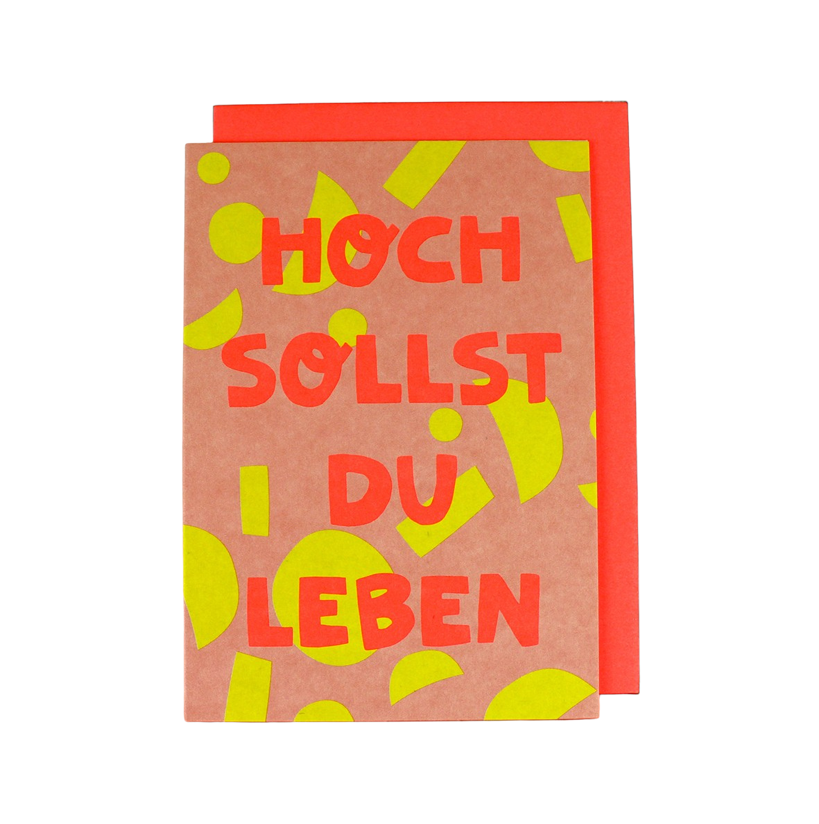 Klappkarte Hoch sollst Du leben - Geo-Muster rose/gelb/neon