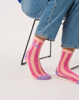Damensocken AMOUR gestreift violett/rosa, One Size 36-40