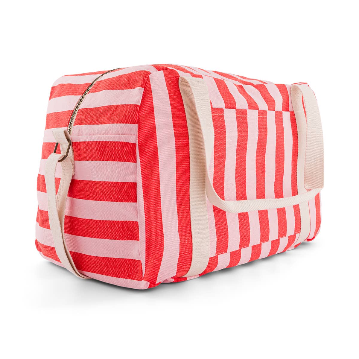Weekend Bag Streifen rosa-rot, 22x42x28 cm