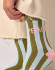 Damensocken gestreift Peace, One Size 36-40