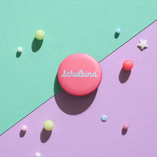 Button Schulkind rosa, 32mm