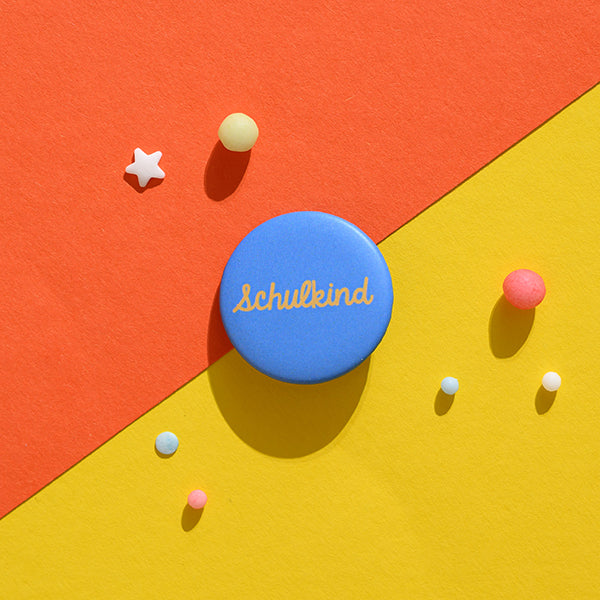 Button Schulkind blau, 32mm