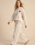 Hoodie mit Bouclé‑Herz creme, One Size