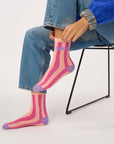 Damensocken AMOUR gestreift violett/rosa, One Size 36-40