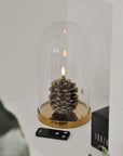 LED-Kerze Tannenzapfen braun-gold, 8x10 cm