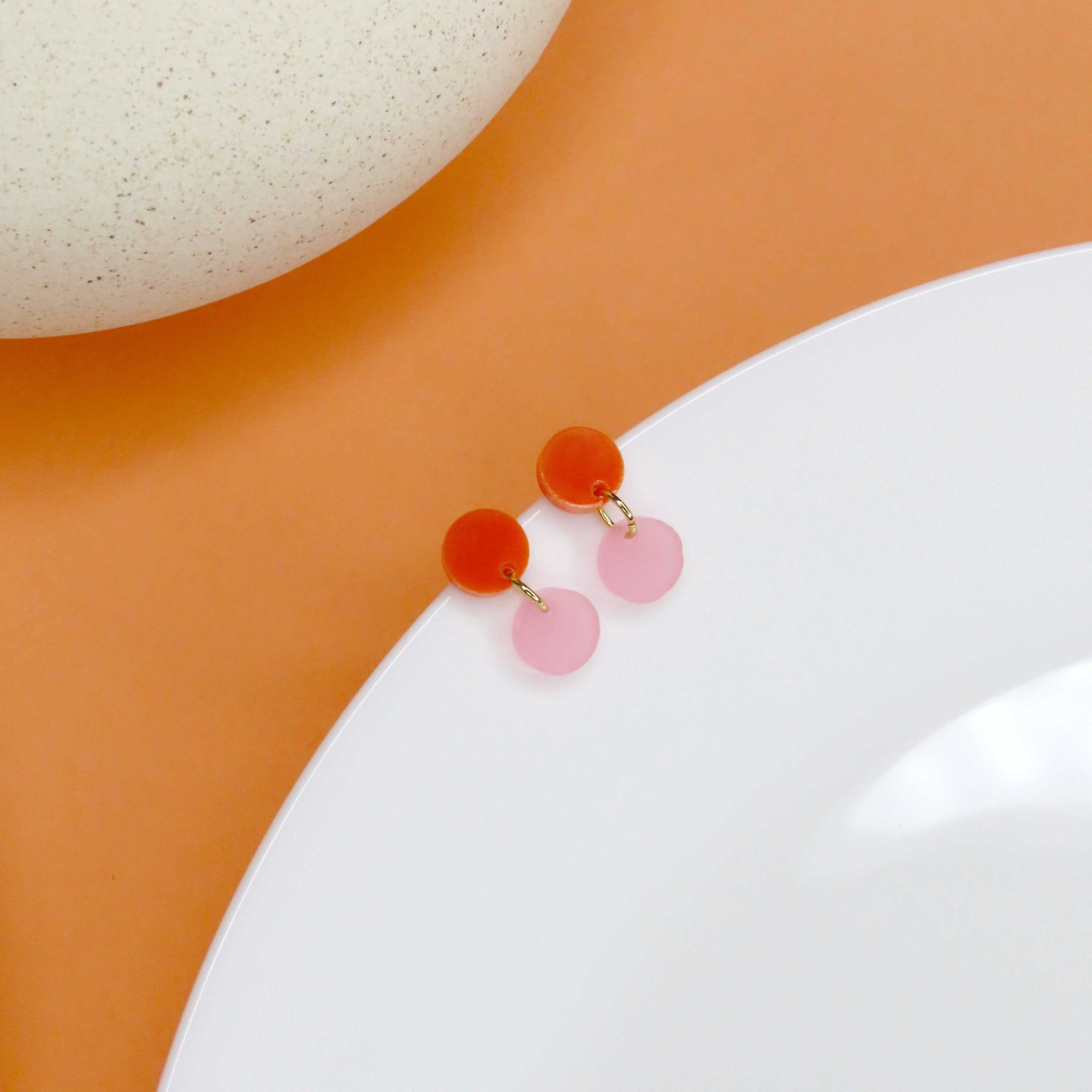 Ohrringe Dotty, orange-eisrosa