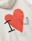 Hoodie mit Bouclé‑Herz creme, One Size