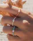 Perlen-Stretchring Mutiara, rosa-orange