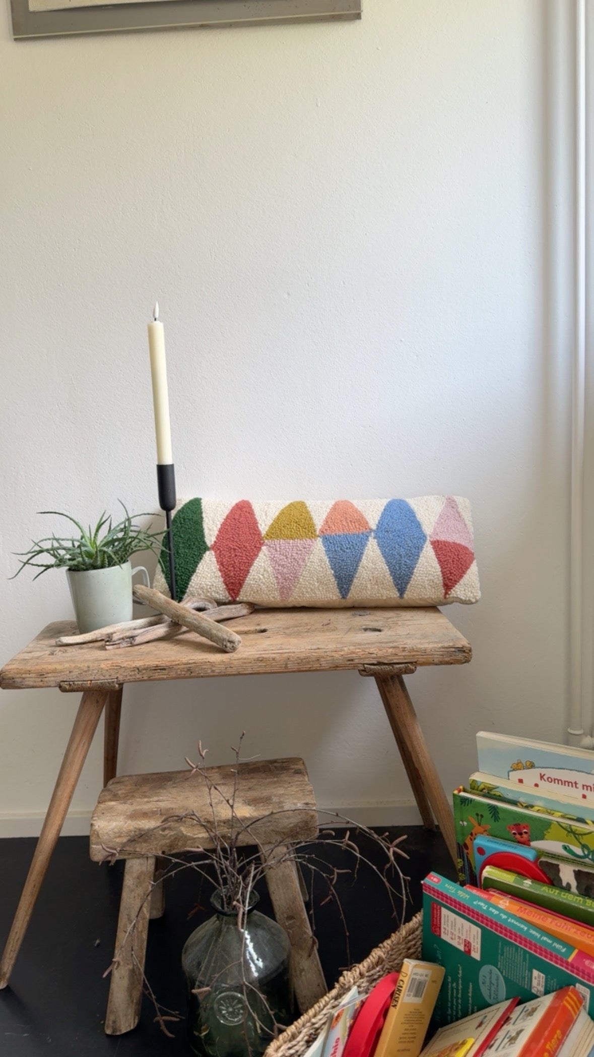 gefülltes Kissen Dreiecke bunt, 20 x 50 cm