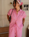 Musselinshorts Streifen rosa-rot