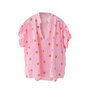 Kurzarm-Top Smiley weiss-pink gestreift, One Size